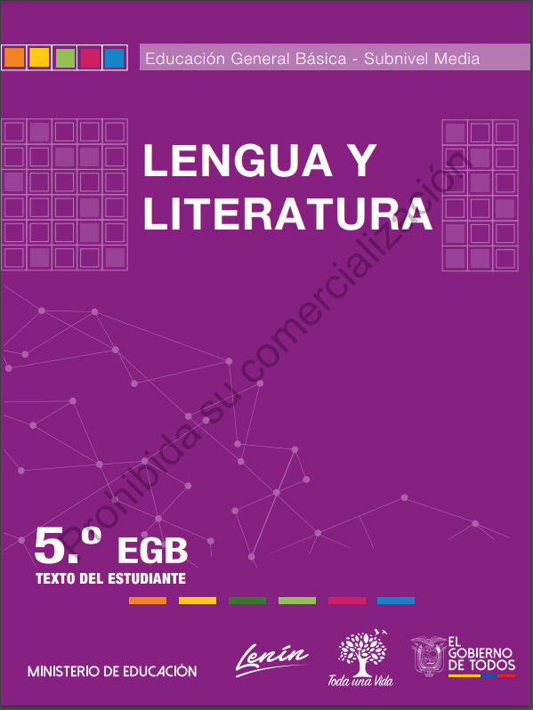 Libro de Texto de Lengua y Literatura 5 Grado Año de Basica