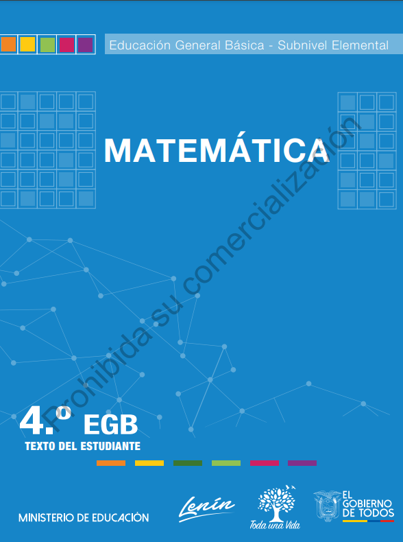 Libro de Texto de Matematicas 4 Cuarto Grado Año de Basica